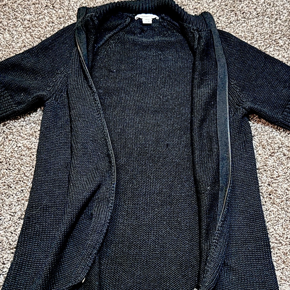 Coldwater Creek Womens Sweater Dress Size XS Black Full Zip Acrylic & Wool